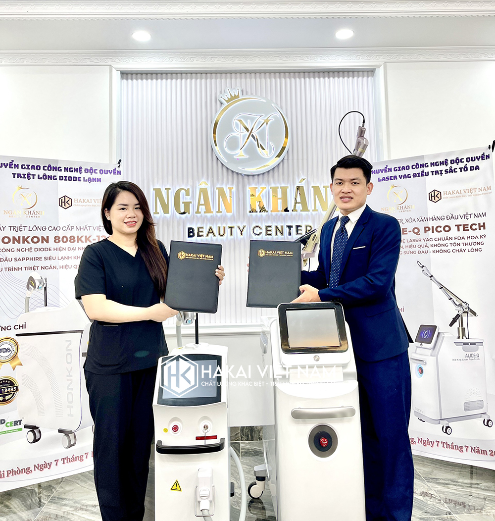 HAKAI VIỆT NAM CHUYỂN GIAO MÁY TRIỆT LÔNG HONKON DIODE LASER 808 CHO NGÂN KHÁNH SPA