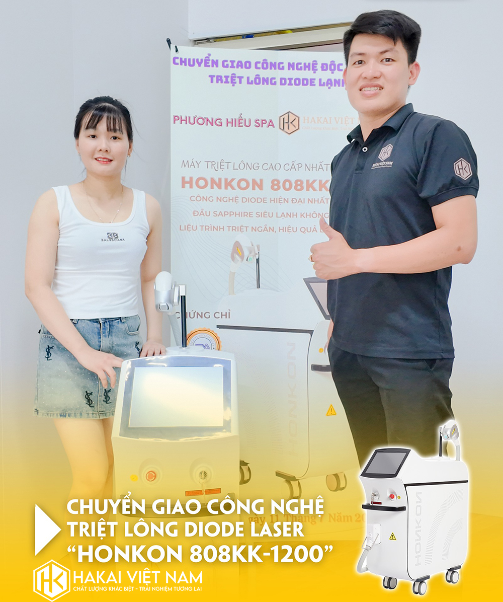 HAKAI VIỆT NAM CHUYỂN GIAO MÁY TRIỆT LÔNG HONKON DIODE LASER 808 CHO PHƯƠNG HIẾU SPA TẠI THANH HÓA